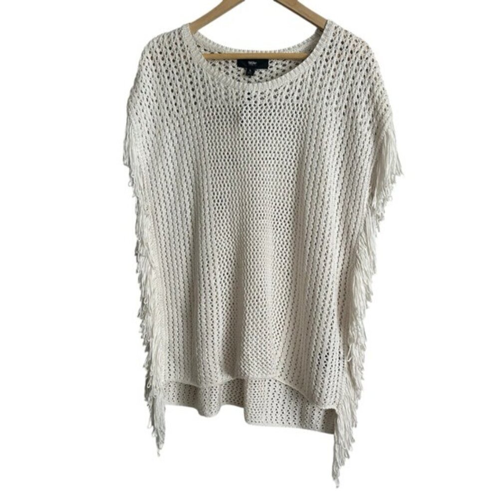 Vintage 90s Y2K Poncho Crochet Beach coverup Top Size Large NWT - Picture 2 of 7
